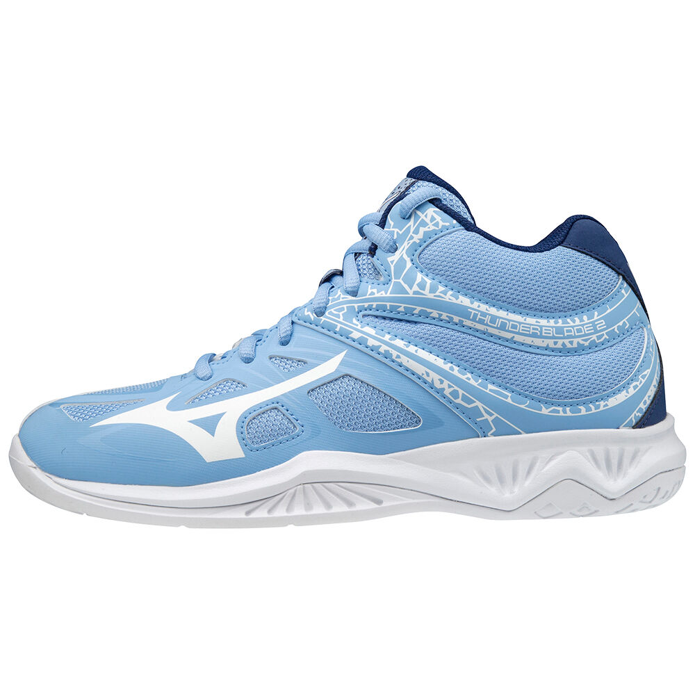 Womens Mizuno Thunder Blade 2 Mid Volleyball Shoes Blue/white Philippines (EDYWVA215)